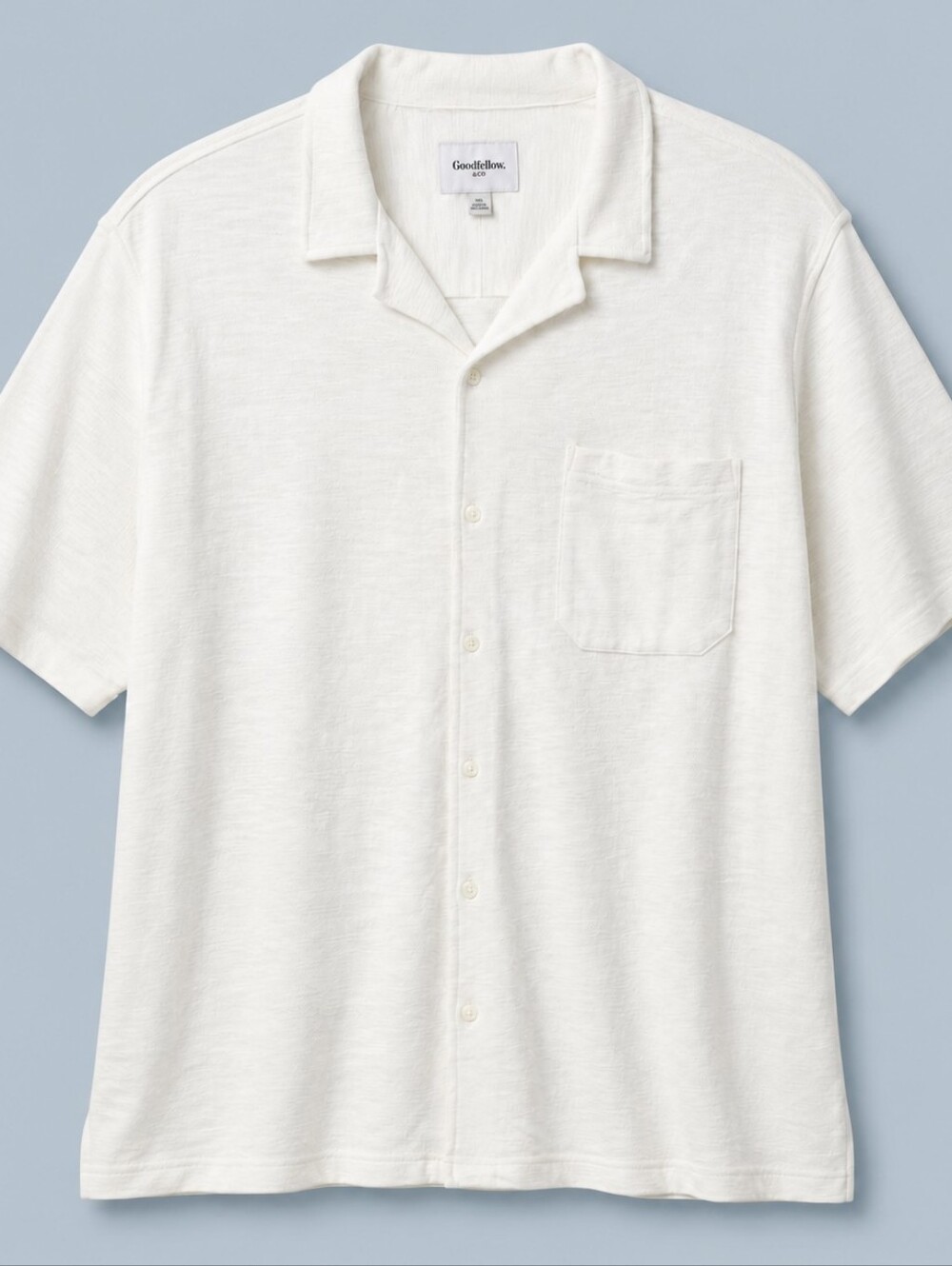 Goodfellow & Co Men’s XL Tall White Knit Camp Shirt Short Sleeve NWT Resortwear